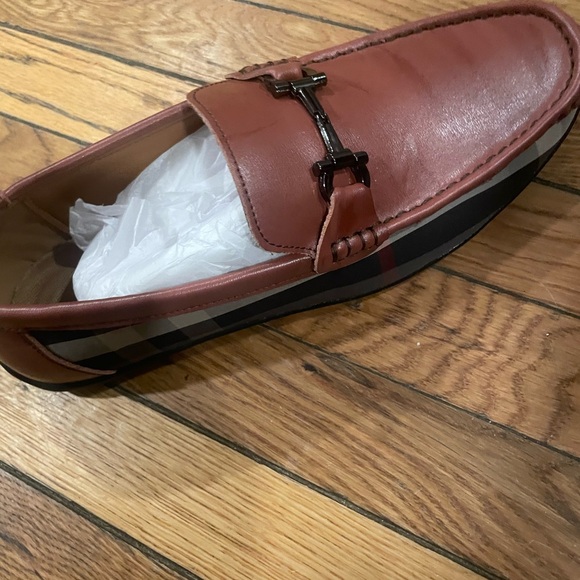 Men's Checkered Loafers with Metal Accent - Red and Black - Picture 4 of 5